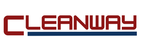 The cleanway logo is red and blue on a white background.
