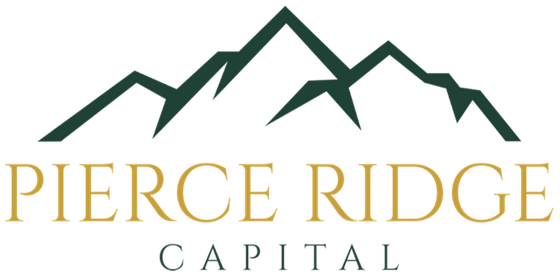 A pierce ridge capital logo with a mountain in the background.