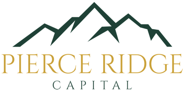 A pierce ridge capital logo with a mountain in the background.