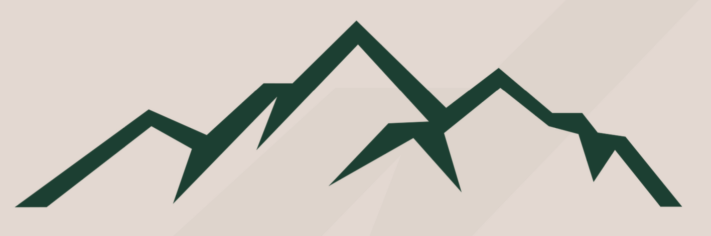 A drawing of three mountains on a white background.