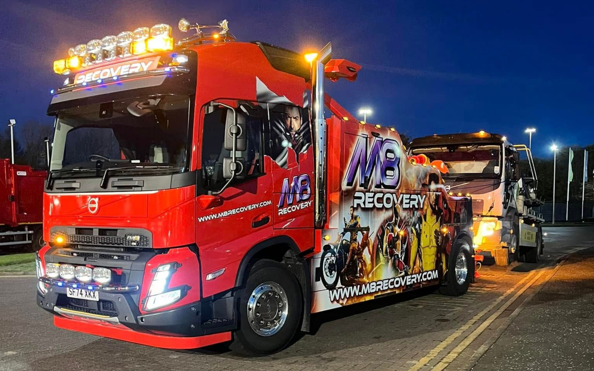 Red tow truck with 