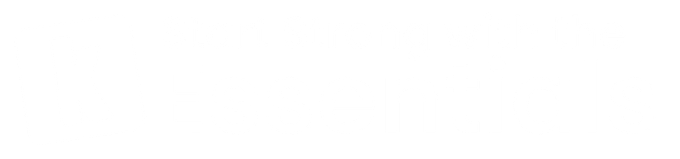 White background. essentials package text