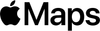 Apple Maps logo, black apple and