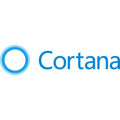 Blue Cortana logo: a circle with a larger blue outline and the word