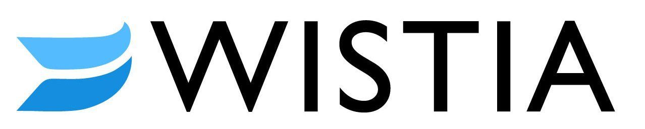Wistia logo with a blue wave design next to the black word
