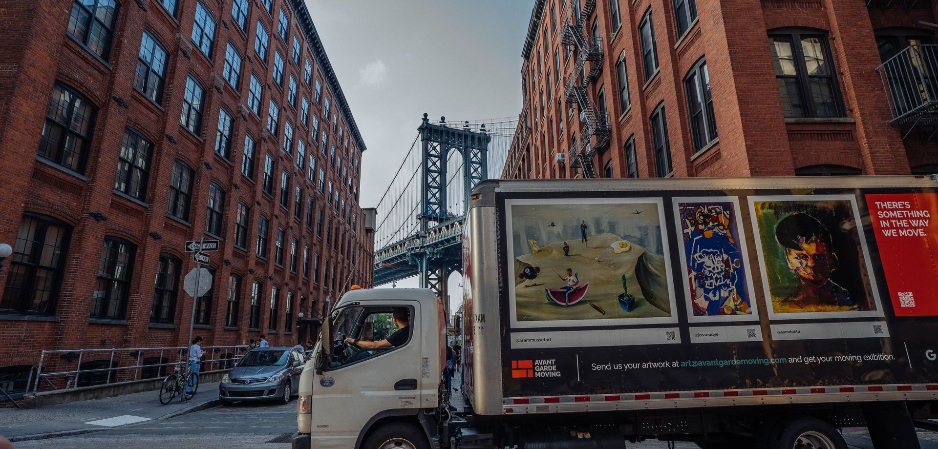 Photo of Avant-Garde truck in DUMBO Brooklyn transporting art