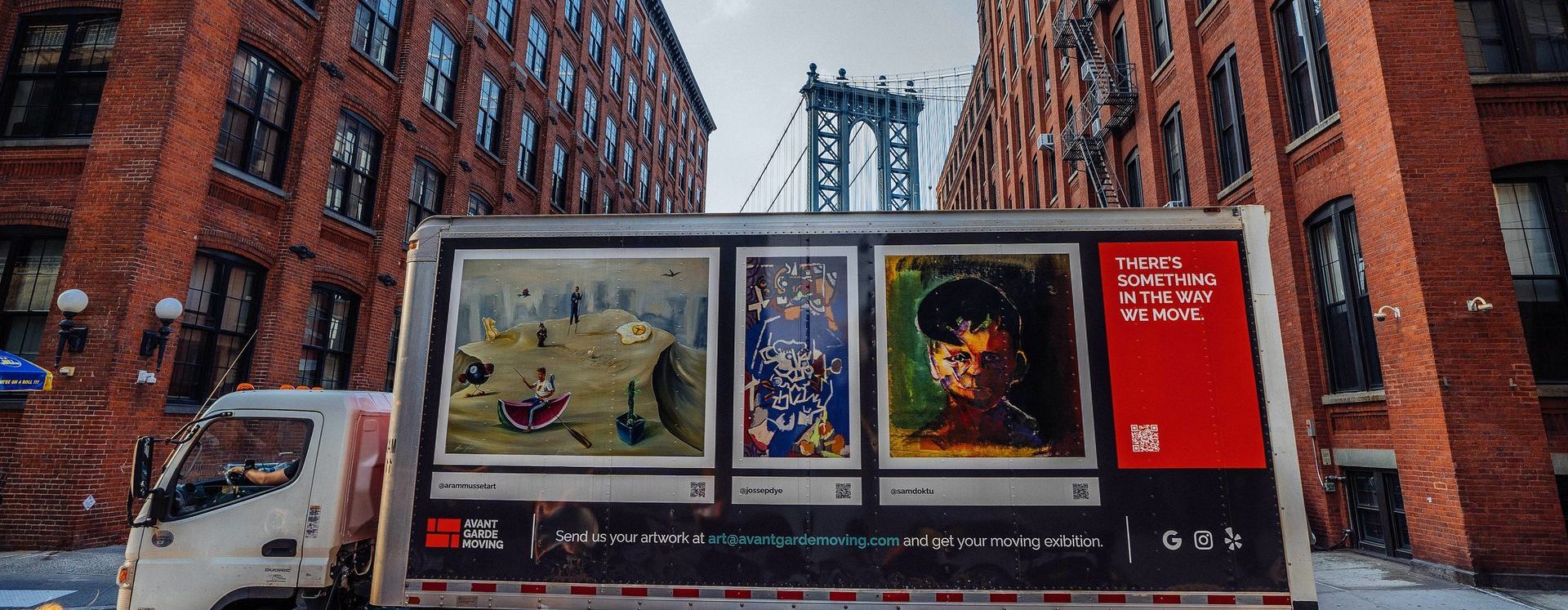 Photo of Avant-Garde Moving truck under the manhattan bridge in DUMBO, Brooklyn. 