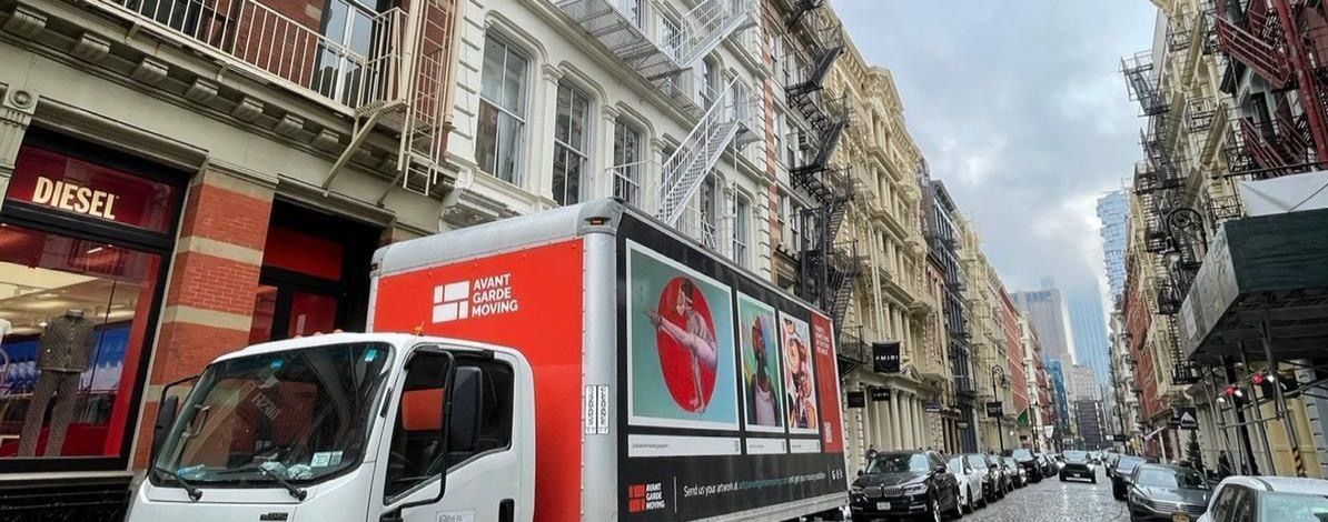 photo of our moving truck parked on street in Soho, Manhattan