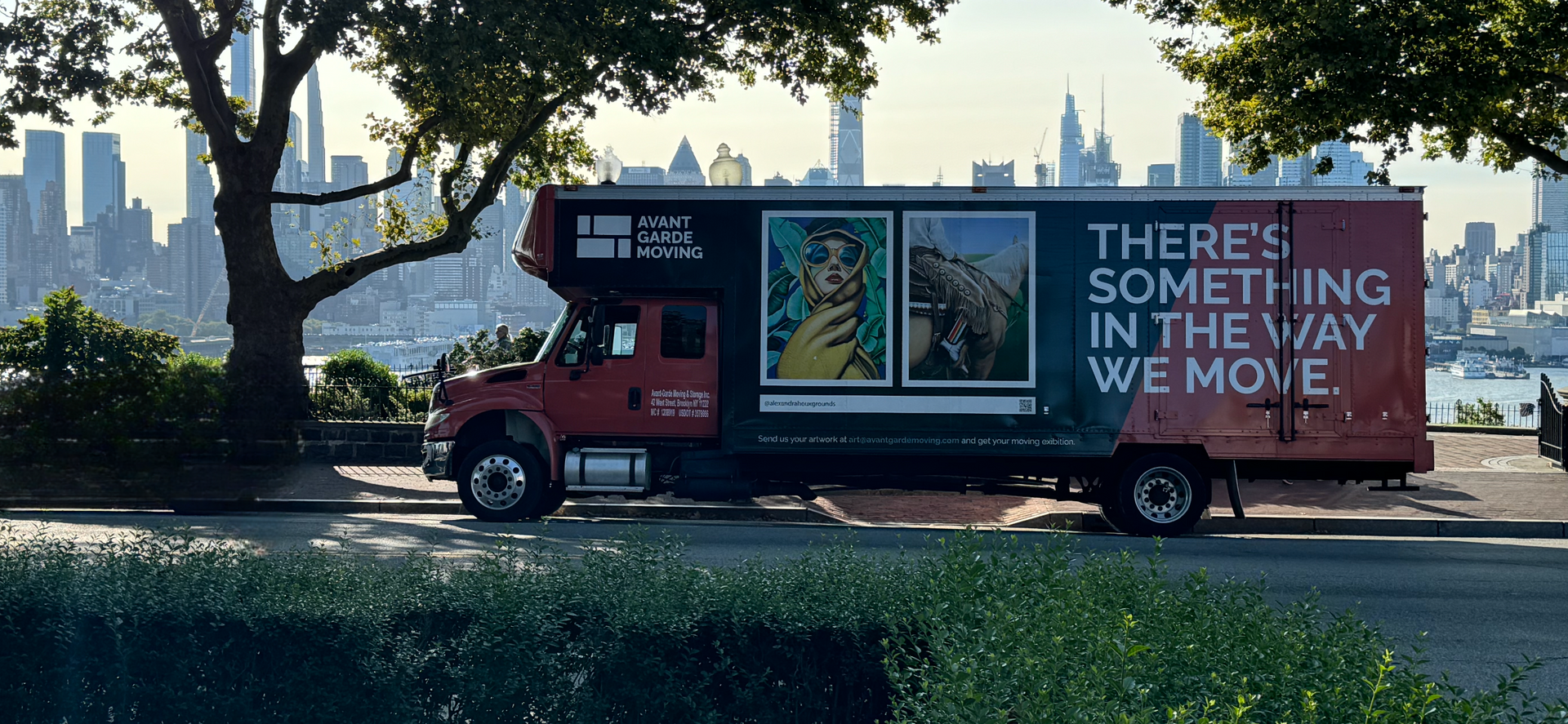 Photo of Avant-Garde Moving truck (wallpaper style) with the NYC views in the background 