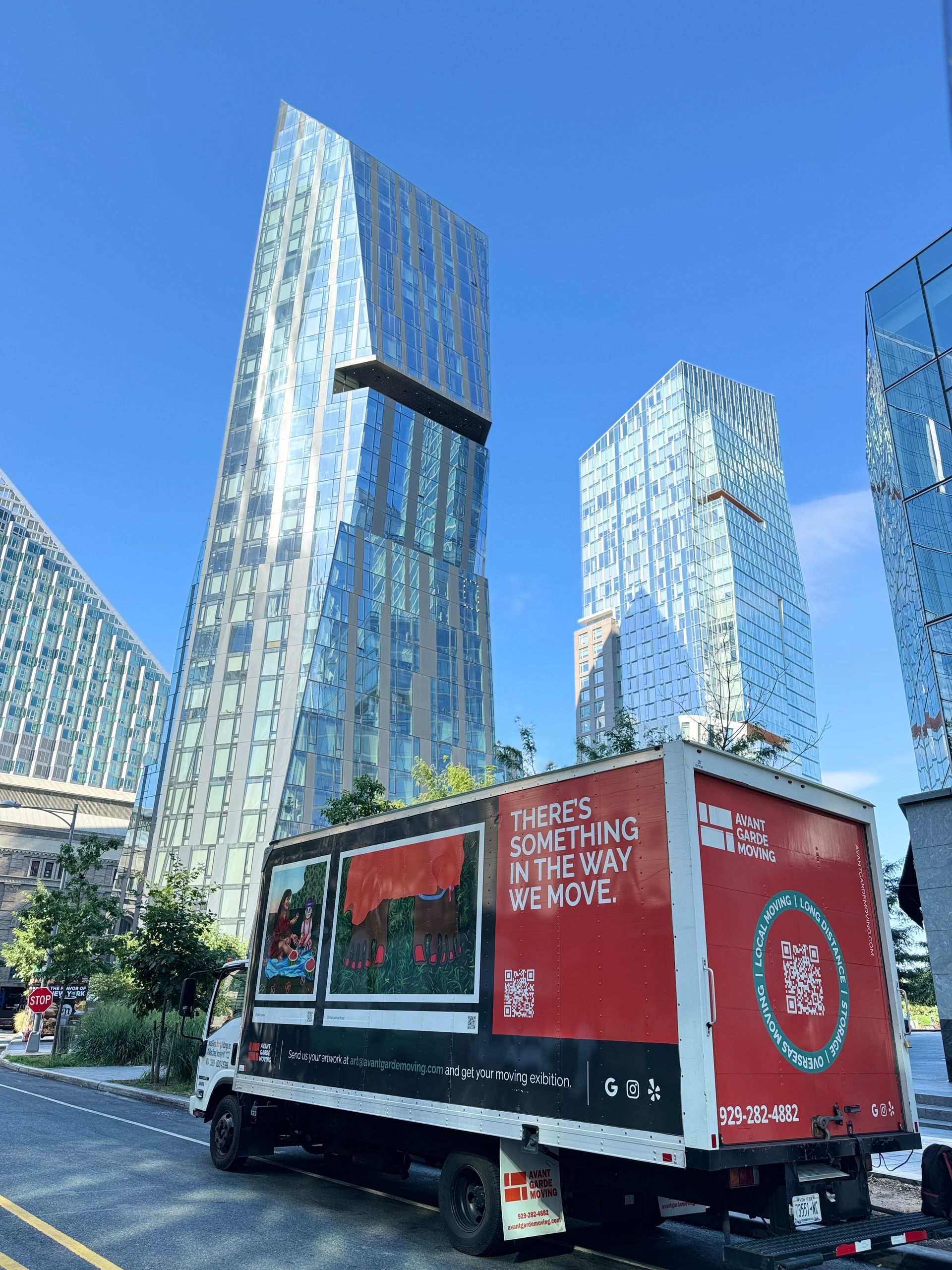 Photo of our moving truck parked in front of the customers building on the Upper West Side, Manhattan 