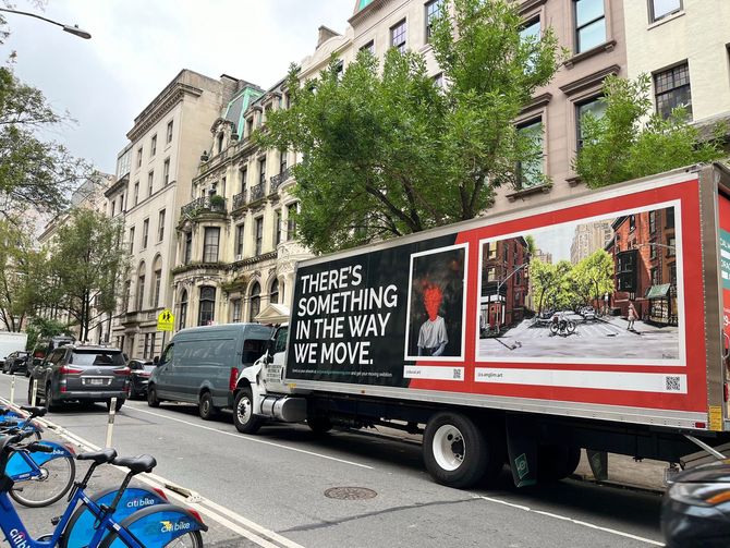 Avant-Garde Moving Trucks parked on a street in front of customers house in Upper East Side, NY.