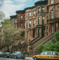 Photo of a street and brownstones in Park Slope