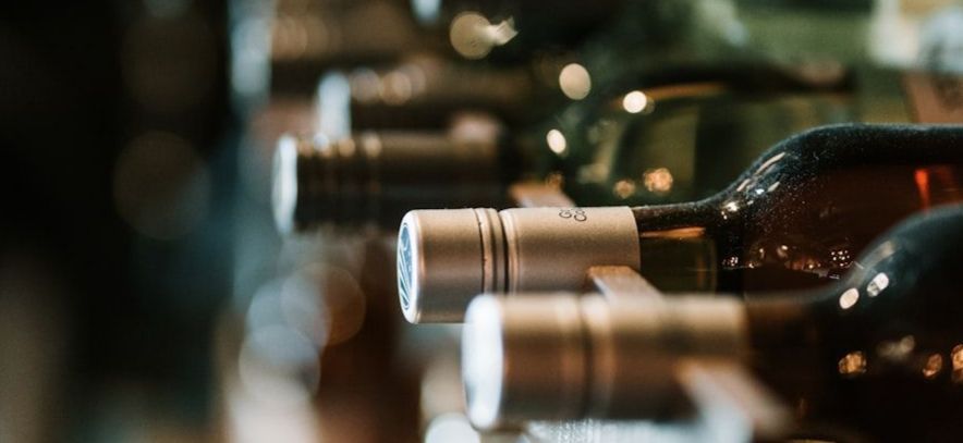 wine bottles in a wine basement 