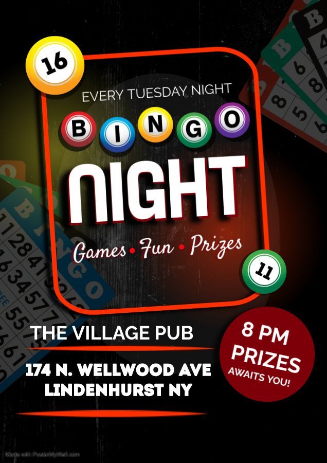 A poster for a bingo night at the village pub