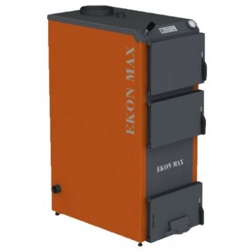 Oranžinės ir juodos spalvos ekomax katilas 