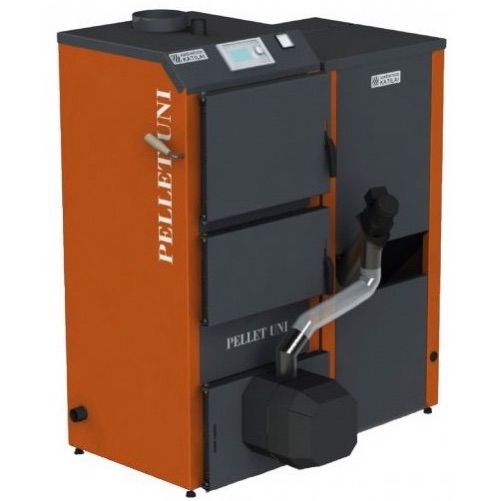 Oranžinės ir juodos spalvos granulinis katilas 