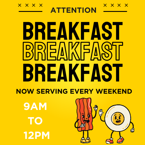 Weekend breakfast at Pat’s Bar & Grill with eggs, pancakes, coffee, and brunch specials.