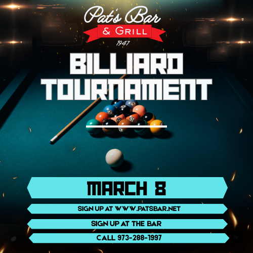 Billiards Tournament March 8 at Pat's Bar & Grill – Join the Action in Lake Hopatcong Area