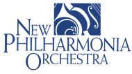 A blue and white logo for the new philharmonic orchestra