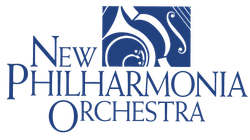 A blue and white logo for the new philharmonic orchestra