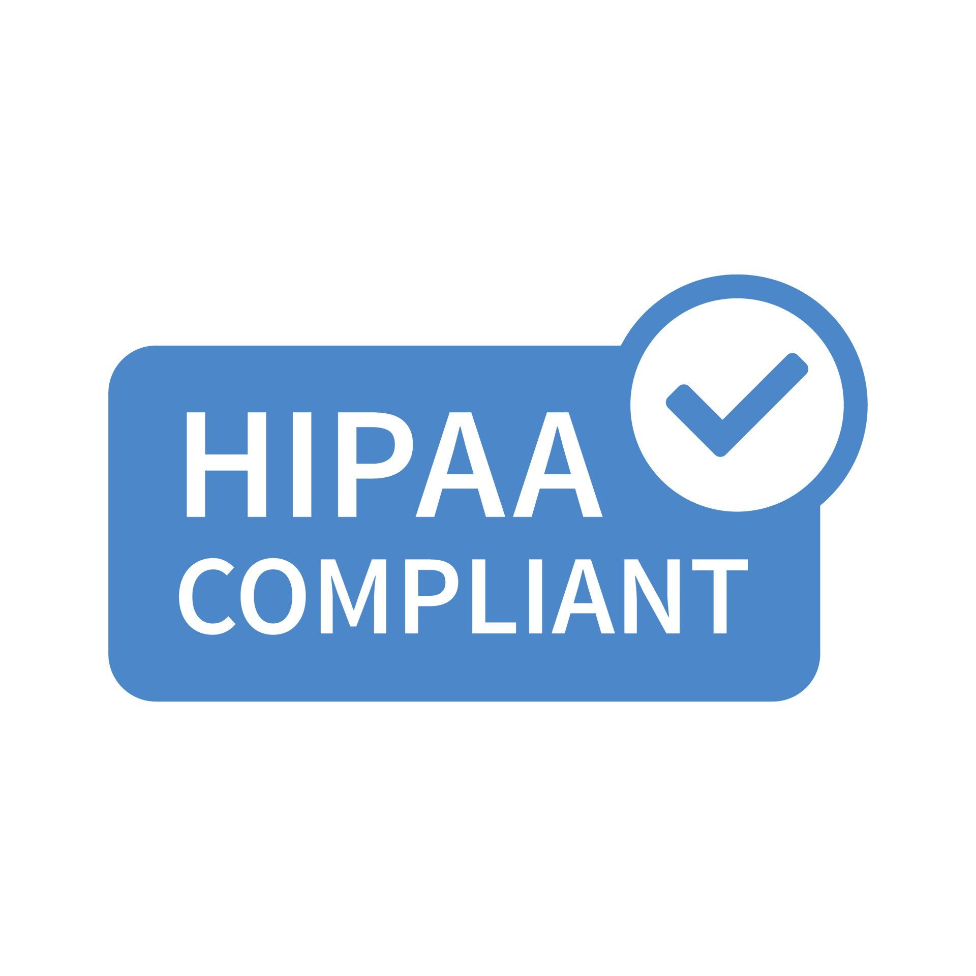 a hipaa compliant logo with a check mark on it .
