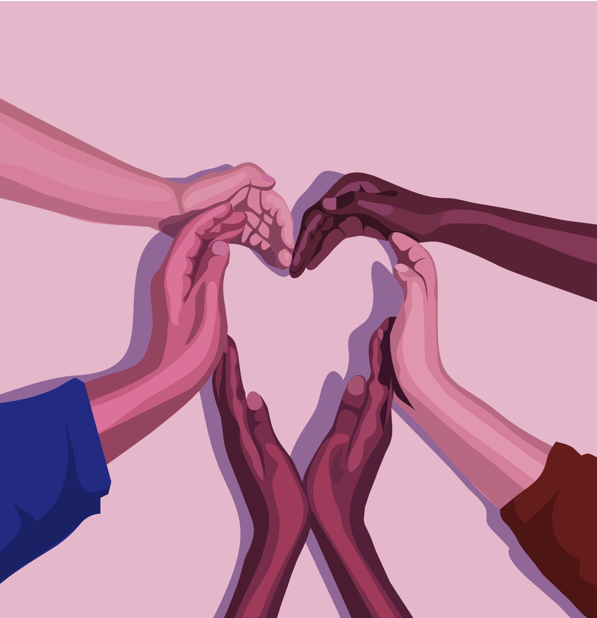 a group of people making a heart shape with their hands