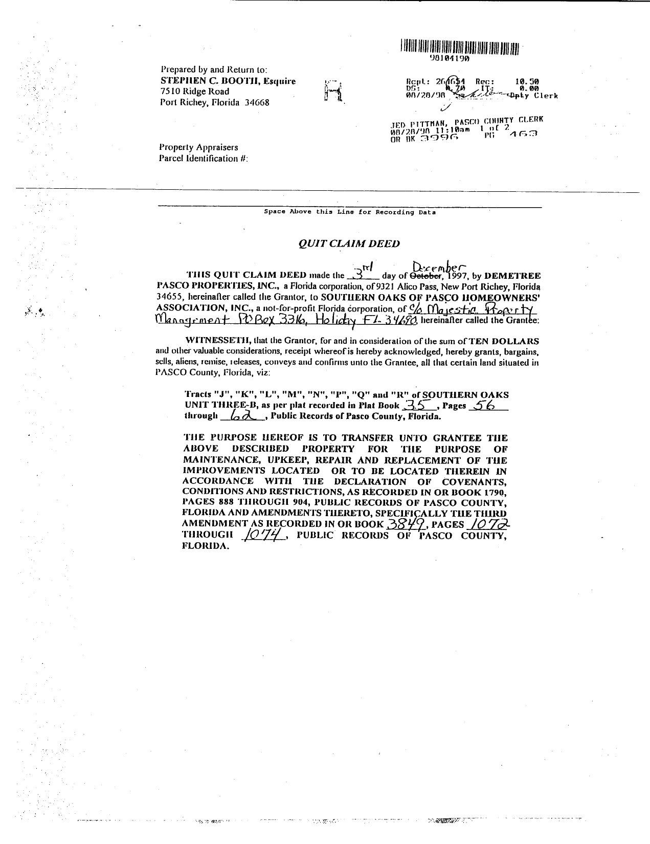 Quit Claim Deed - December 1997