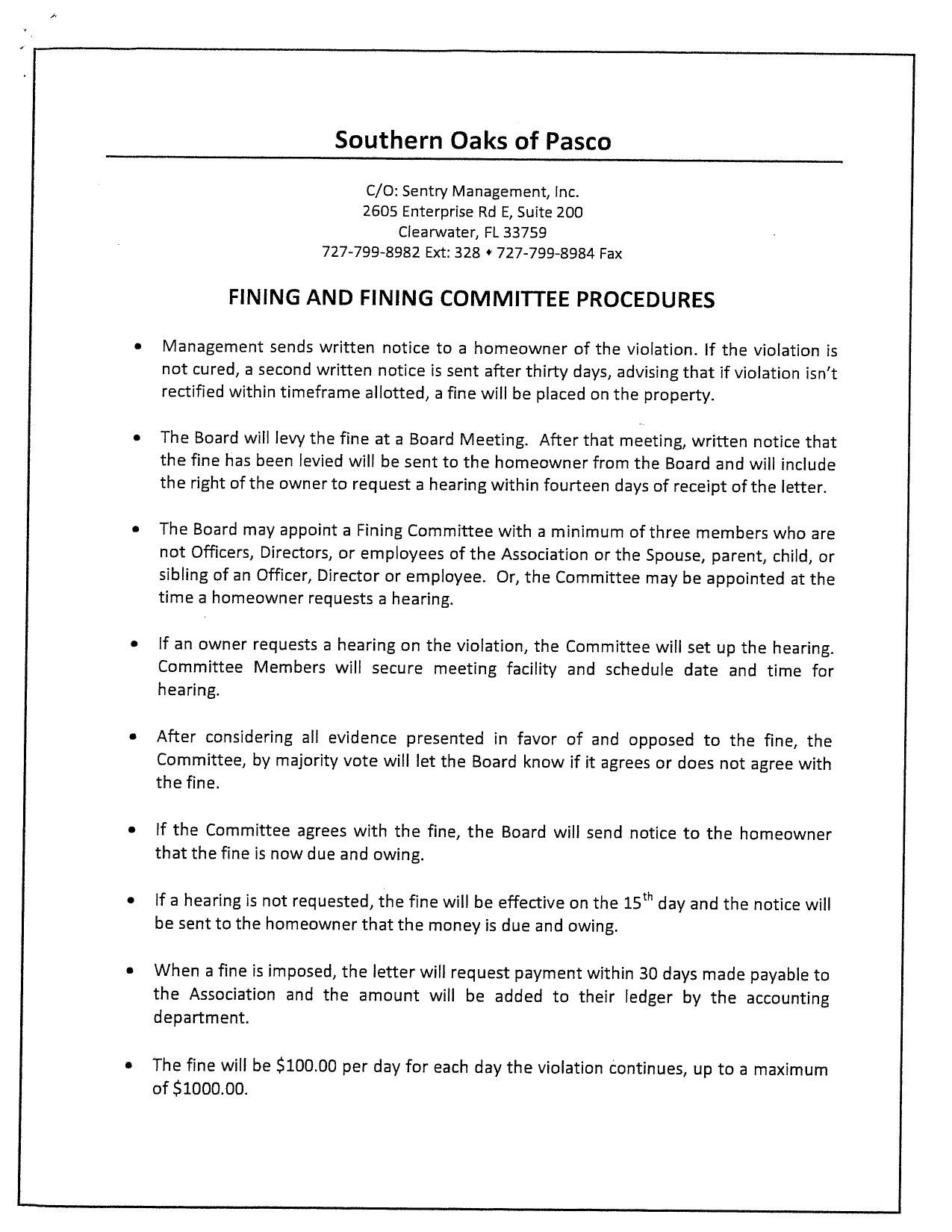 SOHOA_Fining_Procedure