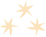 Three light-yellow, hand-drawn stars on a white background.
