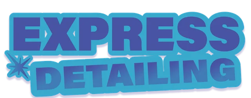 a blue and purple logo for express detailing