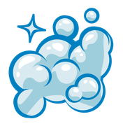 A cartoon illustration of soap bubbles with a star in the middle.