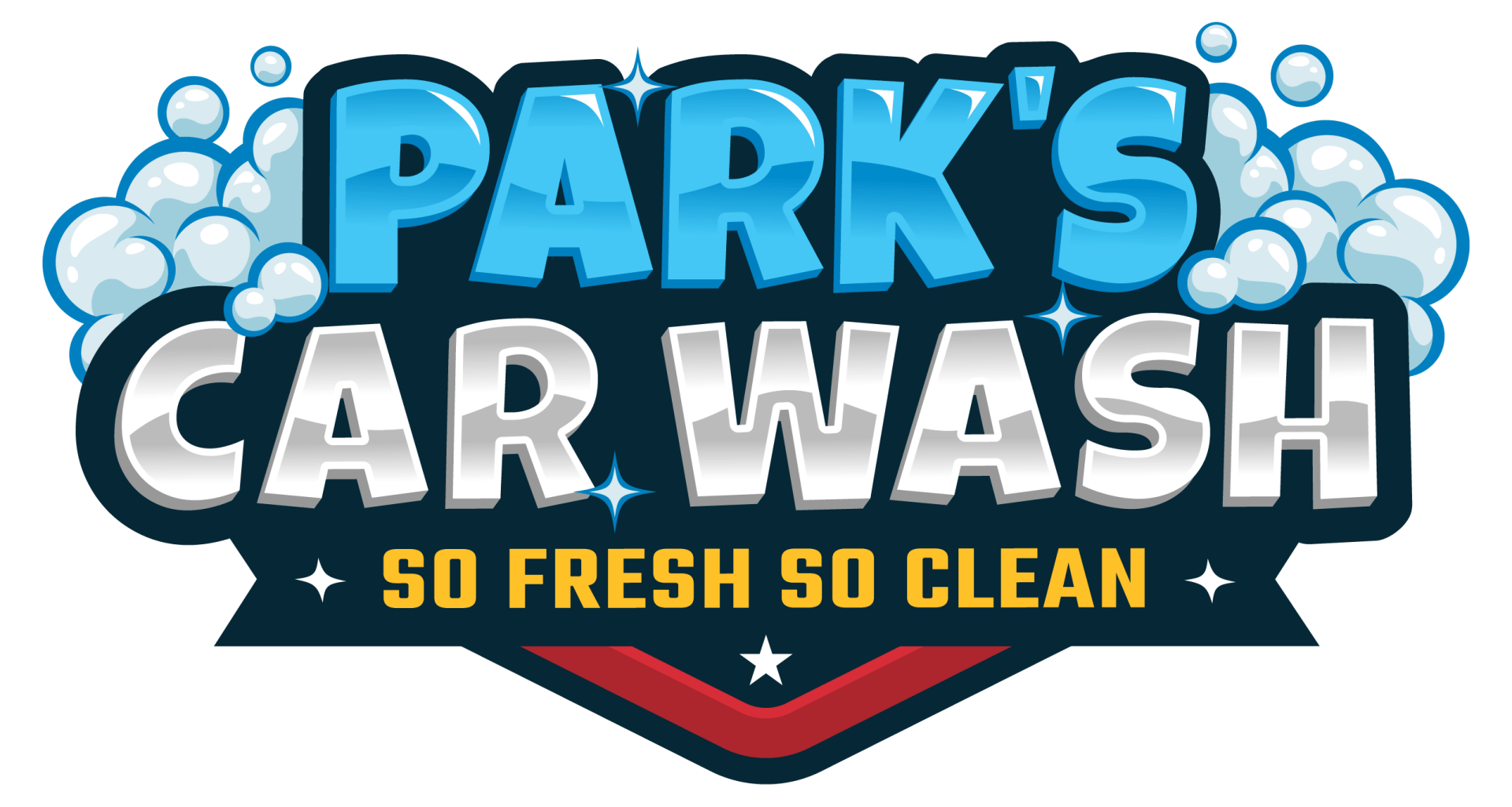 The logo for park 's car wash with so fresh and so clean under it