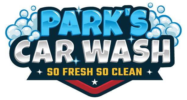 A logo for park 's car wash that says so fresh so clean under it