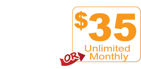 a sign that says $ 20 per wash or $ 35 unlimited monthly