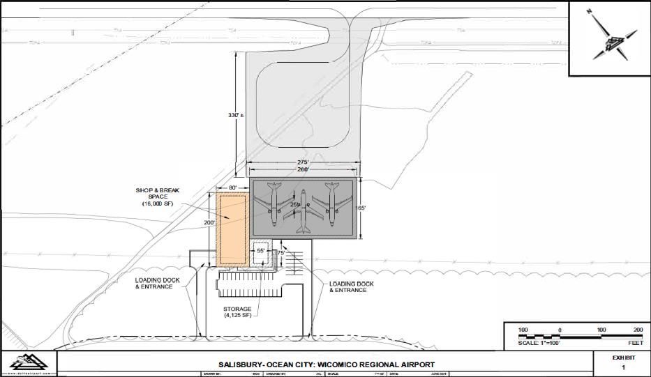 SBY Airport Industrial Park pre designed 42000 sf hangar