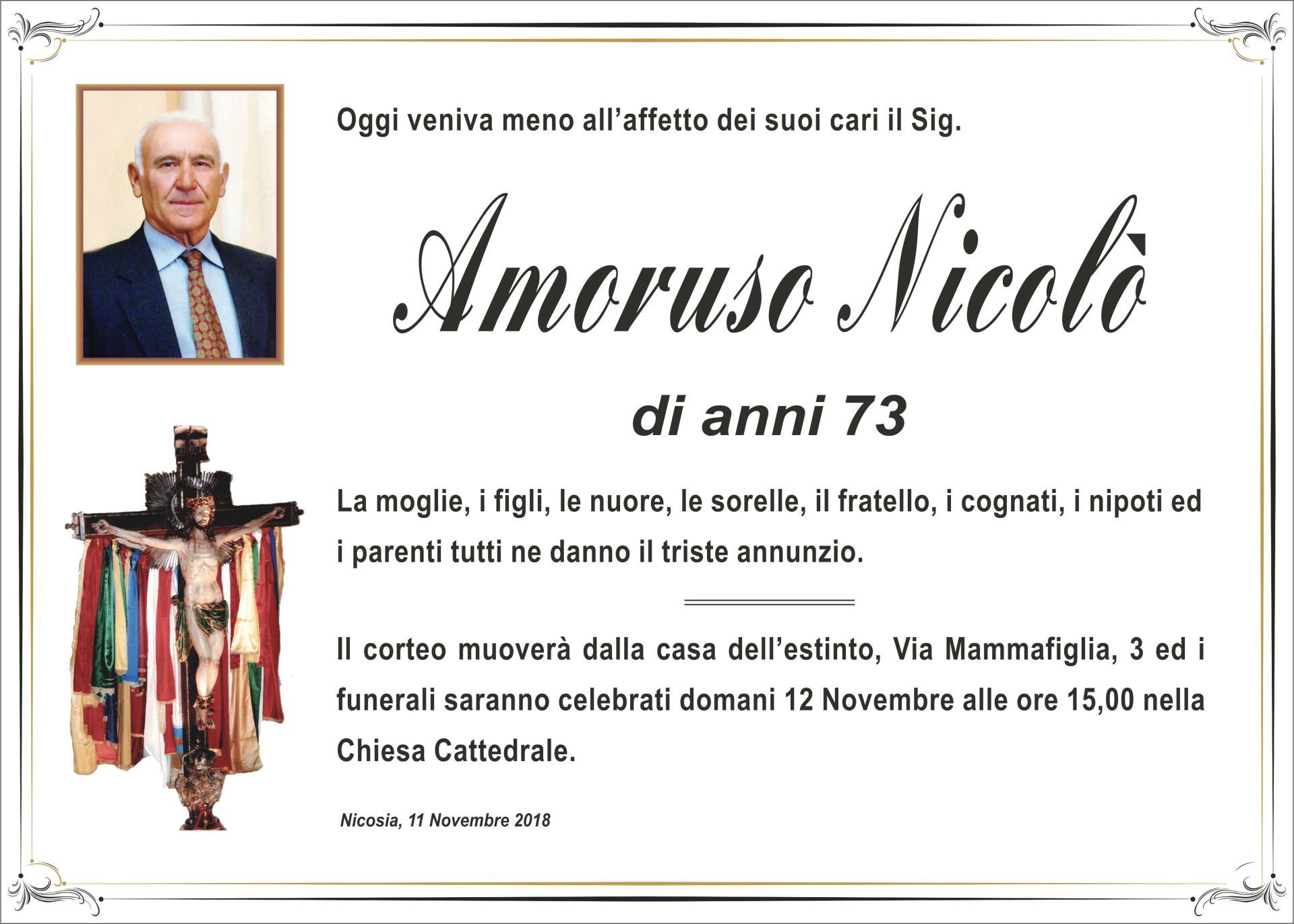 necrologio Amoruso Nicolò