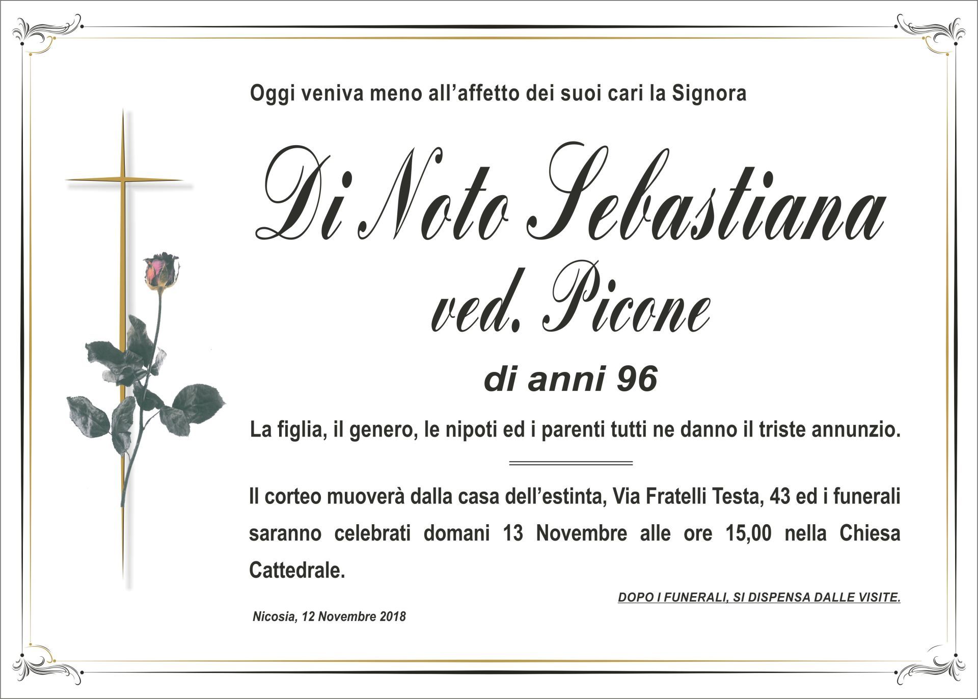 Necrologio Di Noto Sebastiana