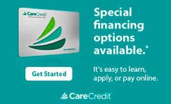 CareCredit ad. Credit card with green logo. Text: 