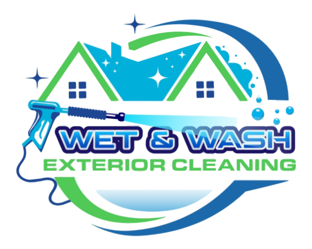 A logo for wet and wash exterior cleaning