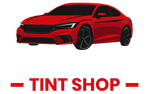 Red sports car above the words 