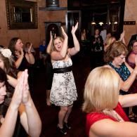 wedding guests dancing at reception
