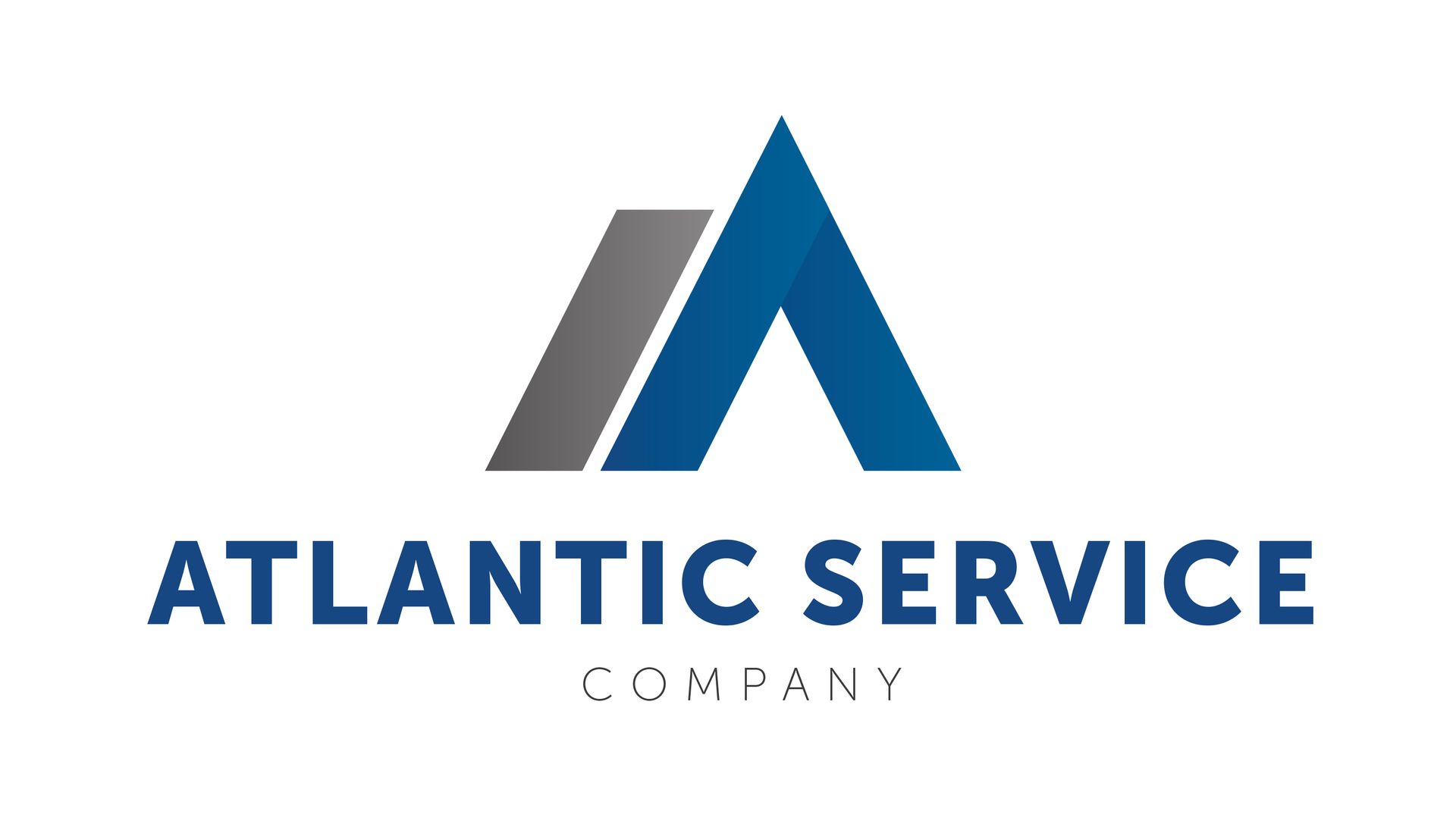 Logo for Atlantic Service, featuring blue and gray geometric shapes above text.