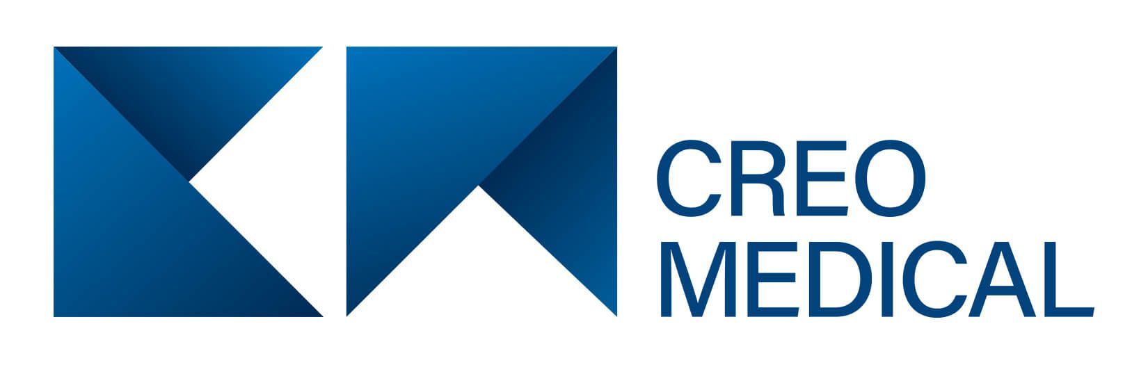 Logo for Creo Medical with a blue geometric shape and the words