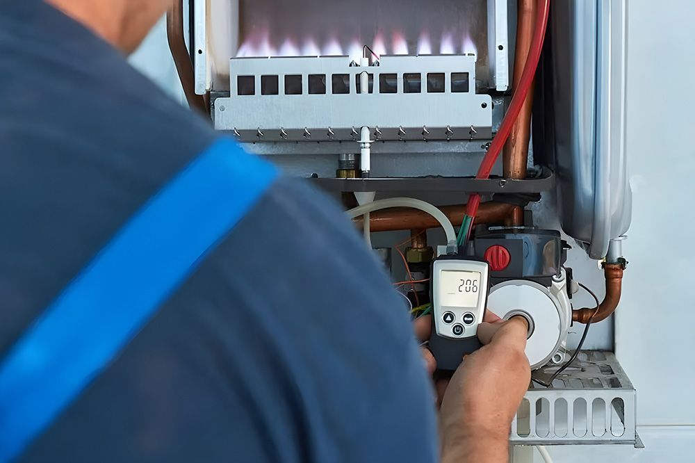 Plumber Measuring Boiler Temperature — GPS Plumbing, Drainage & Gasfitting In Dubbo, NSW