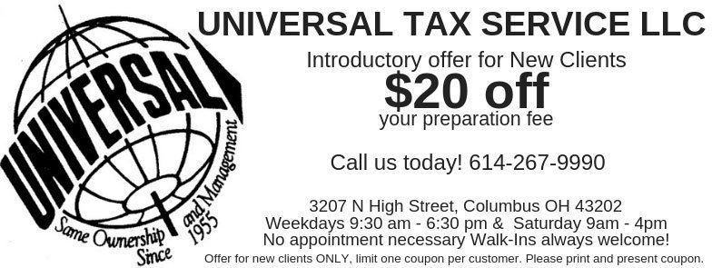 Universal Tax Service LLC Coupon — Columbus, OH — Universal Tax Services