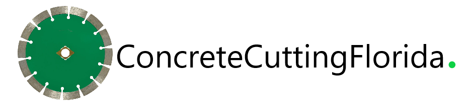 Logo featuring a green circular diamond-tipped saw blade next to the text 