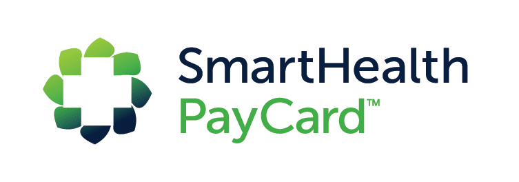 the logo for smart health paycard is a blue and green logo