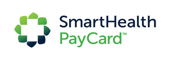 the logo for smart health paycard is a blue and green logo .