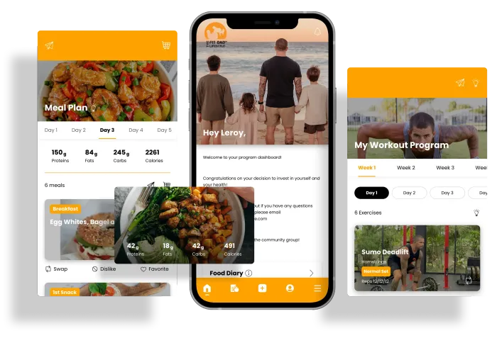 Smartphone with app image placeholders. Black screens with white text indicating where images go.
