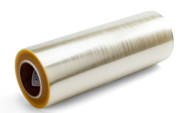 Rollo de film plástico transparente.